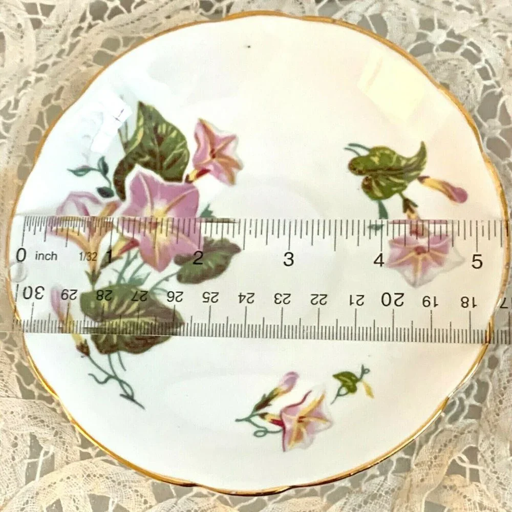 Bone China Tea Cup Saucer Morning Glory Pink Floral Regency England